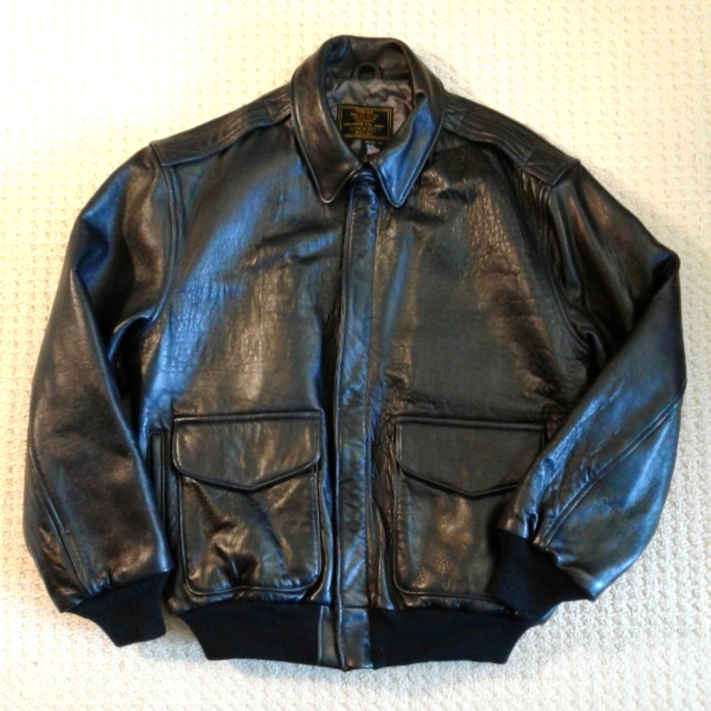 COCKPIT U.S.A. A-2 bomber leather flight jacket in antique lamb.